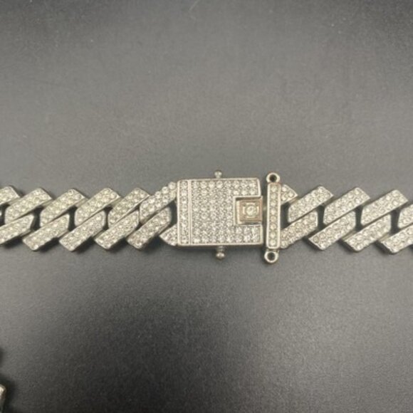 Iced Out Men's Miami Cuban Link Necklace Silver Tone 13mm 20" Hip Hop LOOK READ - Picture 4 of 7